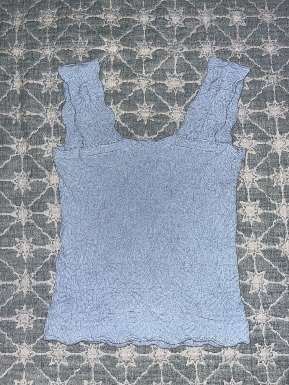 Light Blue Textured Sleeveless Top